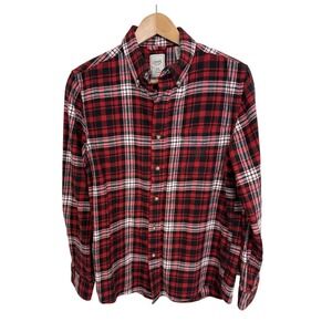 Chaps Flannel Button Up Shirt Mens Size Small White Red Plaid Cotton